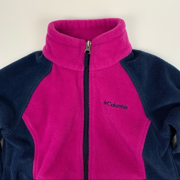 Columbia Girls Benton Springs Fleece Jacket Colorblock Blue Purple Size Small - Picture 3 of 9
